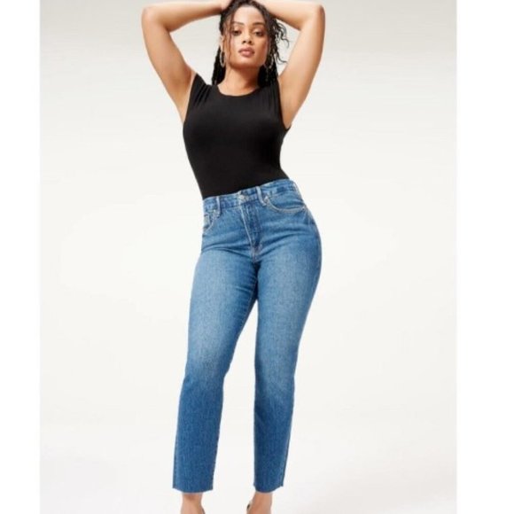 NWT Good American Good Classic High Rise Raw Hem Jeans Blue 940 Various - Picture 1 of 16